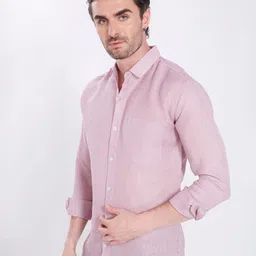 DIVISIVE Men Textured Spread Collar Linen Casual Shirt image 3