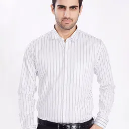 THE BEETEL HOUSE Men India Slim Fit Vertical Striped Cutaway Collar Cotton Formal Shirt-picture-22