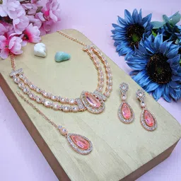 VATSALYA creation Rose Gold-Plated Alloy Artificial Stones Statement Necklace-picture-41