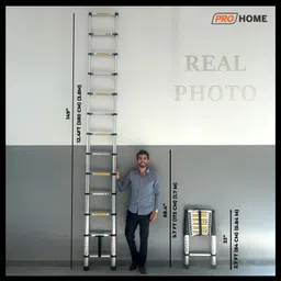 prohome Multi-Purpose Telescopic Ladder – (3.8M/12.5FT) Extendable Aluminum Ladder Aluminium Ladder image 2
