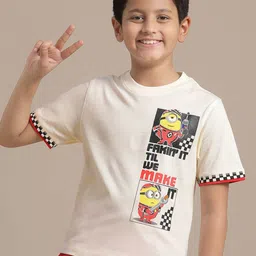 Kids Ville Boys Minions Graphic Printed Round Neck Cotton T-shirt-image-96