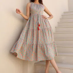 KALINI Floral Print Fit & Flare Midi Dress image 3