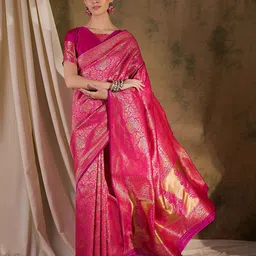 SHADOW & SAINING Woven Design Zari Silk Blend Kanjeevaram Saree-picture-35
