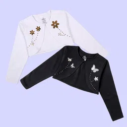 KiddoPanti Girls Pack Of 2 Embellished Crop Shrugs-image-37