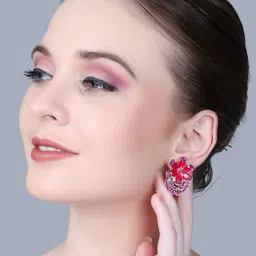 OPUS GEMS Artificial Stones Studded Floral Shaped Studs image 2