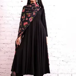 KERI PERRY Round Neck Anarkali Kurta With Trousers & Dupatta-image-80