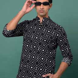 Crimsoune Club Men Geometric Printed Pure Cotton Shirts-image-81