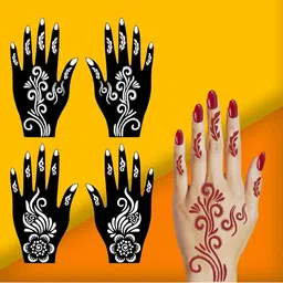 VOORKOMS Pack Of 2 Mehndi Stencil Stickers for Henna Beauty-picture-30