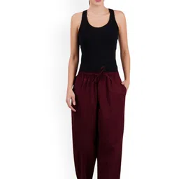 Happy Bunny Women Solid Relaxed Parallel Trousers image 5