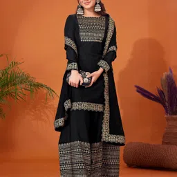samah Women Viscose Rayon Kurta Sharara Dupatta Set image 5