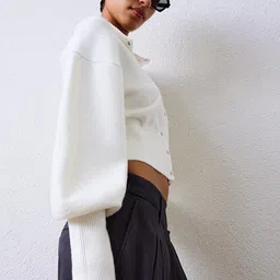 Bershka Women Crop Open Front Jacket with Embroidered image 3