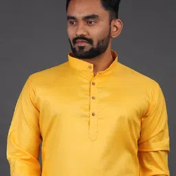 Enmozz Men Yellow Blended Kurtas image 5