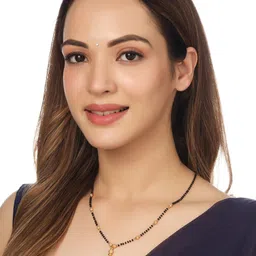 Anouk Women Set of 5 Gold-Plated Black Beaded Mangalsutra image 3