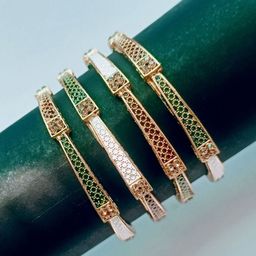 Anouk Set Of 4 Textured Copper-Plated Enamelled & Stone-Studded Bangles-picture-21