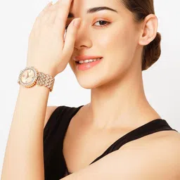 SZN Women Dial & Stainless Steel Straps Analogue Watch Dollar copperNSZNN image 3