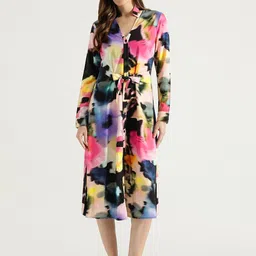 United Colors of Benetton Women Abstract Printed Bow A Line Midi Dress-image-99