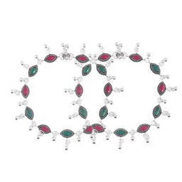 Silvermerc Designs Silver-Plated Artificial Stones Studded and Beaded Anklets image 3