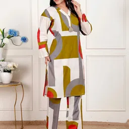 NAVYAAZRI Women Printed Regular Pure Cotton Kurta with Palazzos image 5