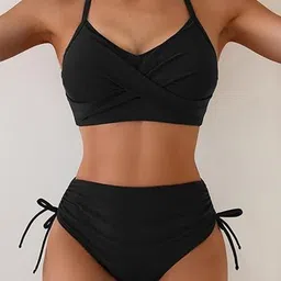 Scarlet Kiss Twist-Front Tie-Up V-Neck Stretchable Swim Bikini Set image 4