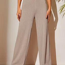 CORSICA Women Smart Relaxed Fit Self Design Wide Leg Trousers-image-6