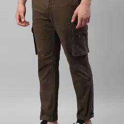 Royal Enfield Men Cotton Solid Regular Fit Mid-Rise Cargos image 2