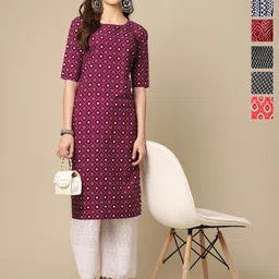 7Threads Selection Of 6 Floral Printed Round Neck Straight Kurtas-picture-32