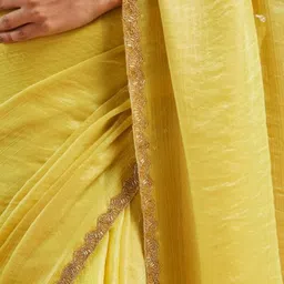 LOROFY Embroidered Border Beads and Stones Chanderi Saree image 4