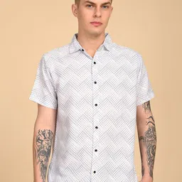 TIGER SNAKE Comfort Spread Collar Geometric Printed Opaque Shirt-picture-22