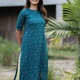 HAY Women Floral Printed Straight Liva Kurta-picture-49