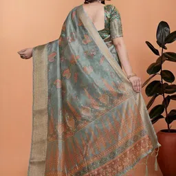 VelvetHue Floral Silk Blend Handloom Saree image 2