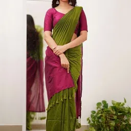 ZIKARAA Woven Design Zari Silk Cotton Saree image 2