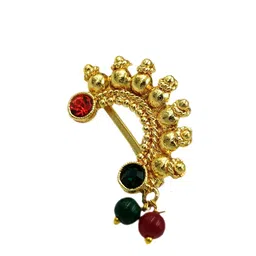 LUKELLO Gold-Plated Artificial Stones Studded & Beaded Ring Nosepin-picture-23