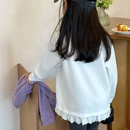 LULU & SKY Girls Typography Printed Round Neck Cotton Lace Hem Top image 4