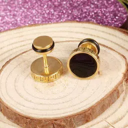 yellow chimes Black Stainless Steel Stud Earring image 4