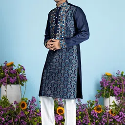 House Of Sanskruti Men Jacquard Handloom Kurta image 2