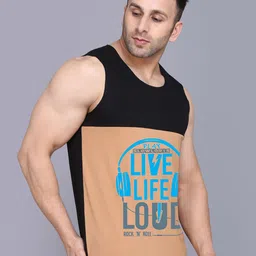 SLOWLORIS Pack Of 2 Printed Gym Vests SL26 COMBO (LOUD BLKRST) (NVR ORANGE) image 3