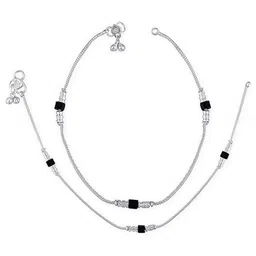 Lila Set of 2 Silver-Plated Beaded Anklets image 4