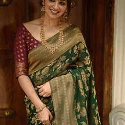 AMRUTKALA SAREES Woven Design Zari Silk Blend Saree image 5