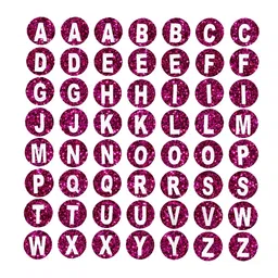 Comet Busters Pink & White Printed Self-Adhesive Uppercase Glitter Alphabet Stickers image 1