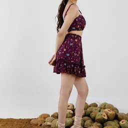 Anasi Clothing Floral Printed Top & Mini Skirt With Shrug Co-Ord Set image 2