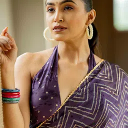 MIRCHI FASHION Chevron Printed Sequinned Chiffon Ready to Wear Saree image 3