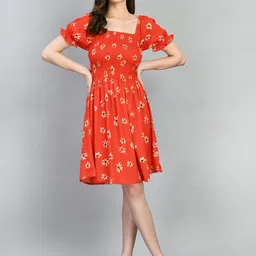 DressBerry Floral Print Puff Sleeve Fit & Flare Dress-image-20