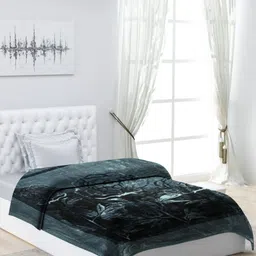 Monte Carlo Grey & Black Floral Printed Heavy Winter 180 GSM Double Bed Blanket-image-71