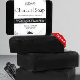 SERAAF Set Of 4 Charcoal & Tea Tree Oil Handmade Soap- 100 g Each-picture-14