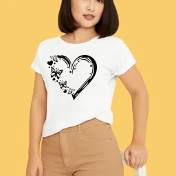 LECOWAR Women Graphic Printed Round Neck Short Sleeves Regular Fit T-shirt-picture-24