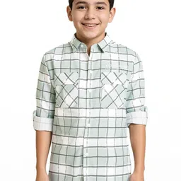 CAVIO Boys Cotton Checks Full Sleeve Casual Shirt-image-40