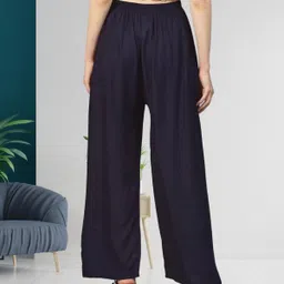 irha Women Regular Fit Blue, Purple Viscose Rayon Trousers image 4