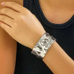 Jewels Galaxy Women Silver-Plated Cuff Bracelet-image-68