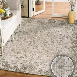 kaleen india Beige Floral Polyester 4' X 6' Machine Made Carpet-picture-13
