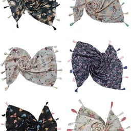poshampaa Printed Chiffon Women Multicolor Scarf, Stole, Fancy Scarf image 3